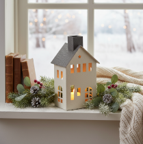 Product Decorative metal house with chimney and window, 24cm