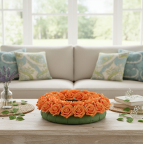 Product Artificial orange rose, 5cm bloom, single, 100 pieces