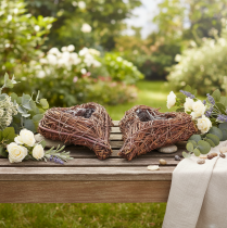 Product Heart-shaped bowl with branches and foil insert for floral arrangements, 14cm, 2 pieces