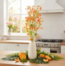 Product Artificial flower orchid branch orange filigree room decoration 110cm 3pcs