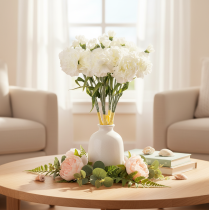 Product Artificial carnations, white, 40cm, 4 pieces
