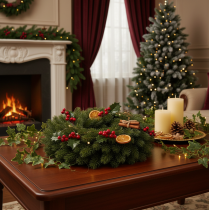 Product Artificial fir branch wreath, green, round, 50cm