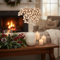 Product Artificial berry branch, champagne-colored decoration, 28cm, 3 pieces