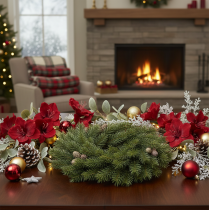 Product Artificial fir branch wreath with cones for door or table, 30cm