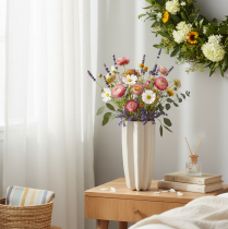 Product Modern ribbed vase, tall decorative vase for dried flowers, 38cm