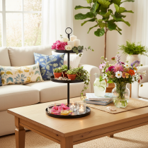 Product Three-tiered metal round serving stand for multi-tiered table decoration, 61cm