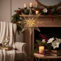 Product LED decorative star made of wire for hanging, for indoor use, battery operated, 51cm
