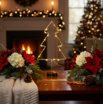 Product Christmas tree silhouette with 60 warm white LEDs for indoor table decoration, 37cm