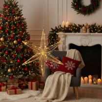 Product Decorative LED star made of wire, hanging decoration for indoors, 40 LEDs, warm white, 42 cm