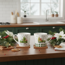 Product Coffee mug Merry Christmas Christmas car motif ceramic mug 10cm 2pcs