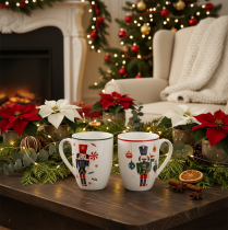 Product Christmas mug with nutcracker and candy cane motif, 10cm, 2 pieces