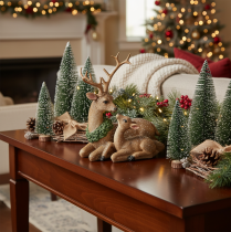 Product Decorative figurine of a deer family with snow as winter decoration, 17cm