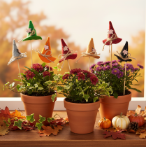 Product Decorative felt witch's hat picks for autumnal table decorations, 28cm, 12 pieces