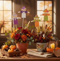 Product Wooden Scarecrow Decorations, Assorted Colors, 30cm, 12 Pieces