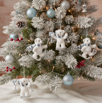 Product Polar bear pendant on skis with scarf for hanging, 10cm, 2 pieces