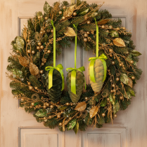 Product Decorative pine cones for hanging, flocked pine cones with ribbon and bow, 18cm, 3 pieces