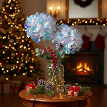 Product Artificial Hydrangea Flowering Branch in Iridescent Colors 36cm 2pcs