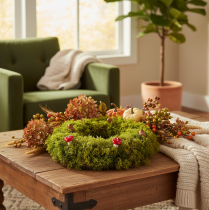 Product Artificial moss wreath, decorative for table or door, 28cm