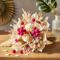 Product Craspedia dried flower bunch for floristry, 55cm, 20 pieces