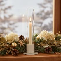 Product Modern taper candle holder with glass cylinder and base, 31cm