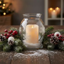 Product Large LED candle with timer, for outdoor use, warm white, Ø12.5cm, H20cm