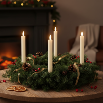 Product LED Pillar Candles with Timer Grooved Candles Cream 24.5cm 4pcs