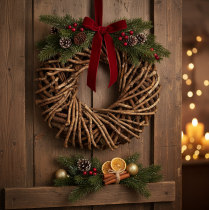 Product Wreath made of natural twigs, round rattan wreath for crafting, 35cm