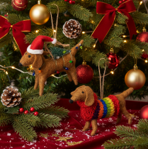 Product Decorative Dachshund Dog Ornament for Christmas Tree, 16cm, 2 Pieces