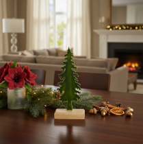 Product Decorative Christmas tree on a wooden stand, 26cm