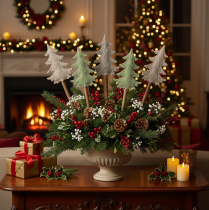 Product Decorative Christmas tree on a stick for planters and tall arrangements, 45cm, 6 pieces