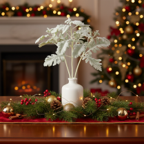 Product Artificial Senecio branch, silver leaf, ragwort, detailed, 45cm, 3 pieces