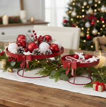 Product Decorative tray on a stand with metal bow, 30cm, 2-piece set