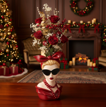 Product Head vase of a woman with sunglasses and pearl necklace, 30cm