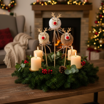 Product Decorative Reindeer Figurine Pom Pom Christmas Pegs 24cm 12pcs