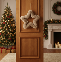Product Hanging decorative star made of faux fur, 21cm, 4 pieces