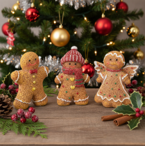 Product Artificial gingerbread man decorative figure, 8cm, 3 pieces