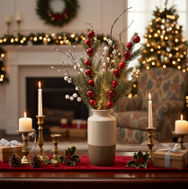Product Artificial fir branch with Christmas baubles, 48cm, 2 pieces