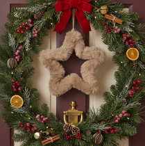 Product Hanging decorative star made of faux fur, 21cm, 4 pieces