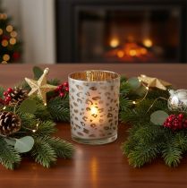 Product Glass tealight holder with leopard print, 12cm