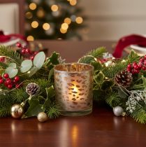 Product Glass tealight holder with leopard print, two-tone, 8cm