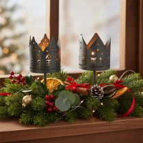 Product Tealight holders with spike, house-shaped holders for pillar candles, 6cm, 2 pieces