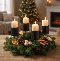 Product Candle holder for sticking, black, Ø3.2cm, 4 pieces