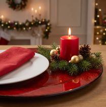 Product Decorative plate plastic Ø28cm red-black