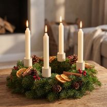 Product Candle holder for thick taper candles, metal, beige, 3.8 x 14 cm, 4 pieces