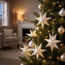 Product Paper Star Christmas Ornaments White 10cm Set of 8 Decorations