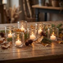 Product Tealight holder candle holder glass clear Ø8cm H8cm 6 pcs