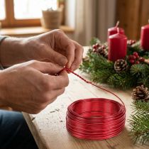 Product Red aluminum wire Ø2mm 500g 60m - Jewelry wire, craft wire, decorative wire for floristry and crafts
