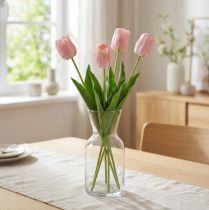 Product Tulip artificial pink stem flower H67cm