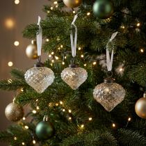 Product Christmas Decoration Glass Decoration Onion Clear Diamond Ø5.5cm 9 pcs