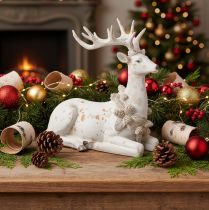 Product Decorative figurine of a sitting deer with antlers, 30cm